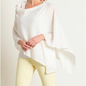 Peach Bamboo Asymmetric Poncho Wrap in Cream One Size NWT